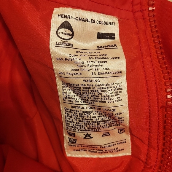 VTG Henri Charles Colsenet HCC Red Colorblock 2 Piece Ski Suit Pants Snowsuit 40 - Picture 11 of 12